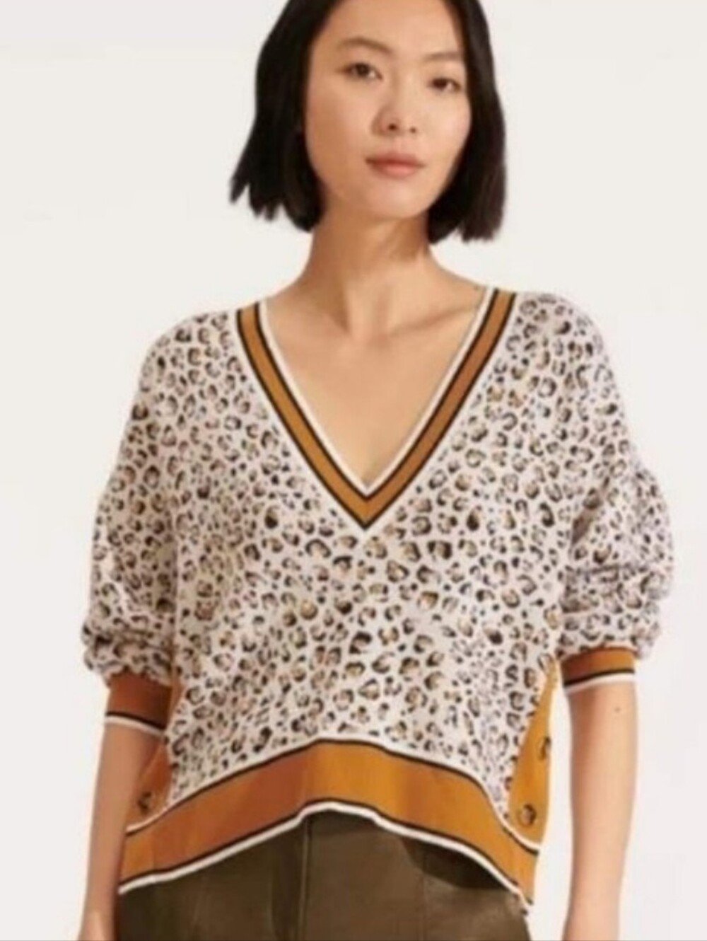 Veronica Beard Leopard Print Ronja Sweater Size Small